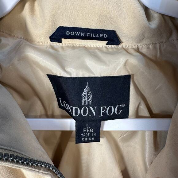 London Fog Down Quilted Puffer Jacket Womens L Cream Gorpcore Puffy Coat Warm - Picture 4 of 7